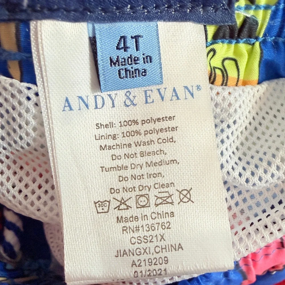 Andy & Evan Toddler Boys Blue Popsicle‎ Swim Set Rash Guard Trunks 4T NWT